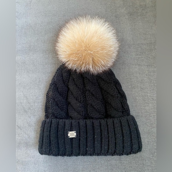 Soia & Kyo Wool Blend Knit Hat with Real Fox Fur Pom Pom - Picture 7 of 7